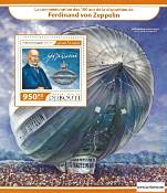 *Známky Džibutsko 2017 Ferdinand von Zeppelin hárček MNH - Kliknutím na obrázok zatvorte -